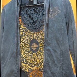 **CROCHET HARLEY DAVIDSON WOMANS ZIPUP JACKET** GORGEOUS